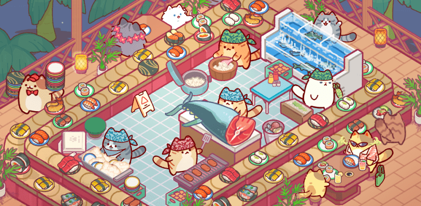 cat snack bar cute food games poster