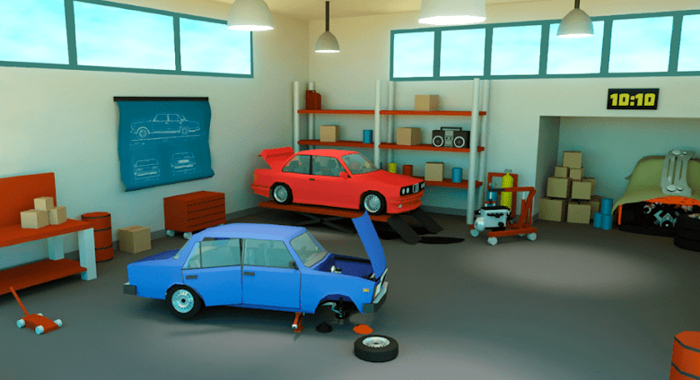 retro garage car mechanic poster