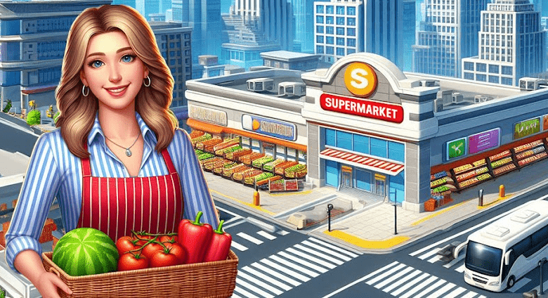 manager simulator supermarket poster